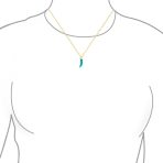 Western Gemstone Turquoise Cornicello Horn Pendant Necklace 14K Gold Plated - Image 2