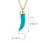 Western Gemstone Turquoise Cornicello Horn Pendant Necklace 14K Gold Plated - Image 3