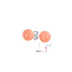 Classic 6MM Light Orange Coral Gemstone Drop Ball Earrings in Sterling Silver - Image 37
