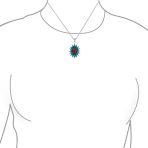 Southwestern Style Orange Blue Natural Turquoise Flower Blossom Necklace Pendant .925 Sterling Silver - Image 6