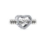 Couples Love Knot Crystal Bead Charm Infinity Heart Two Tone Gold Plated Silver - Image 4
