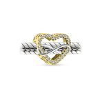Couples Love Knot Crystal Bead Charm Infinity Heart Two Tone Gold Plated Silver - Image 3