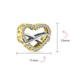 Couples Love Knot Crystal Bead Charm Infinity Heart Two Tone Gold Plated Silver - Image 5