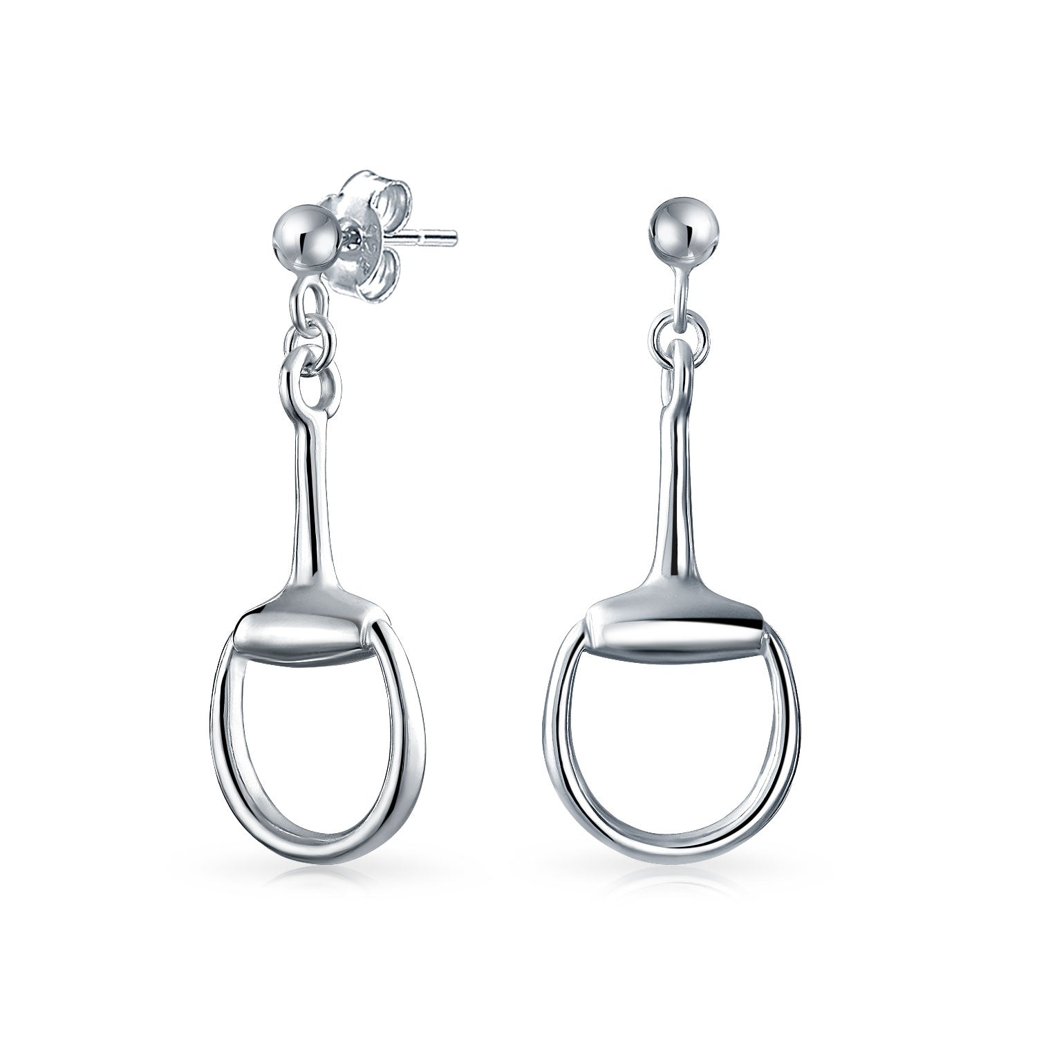 cowgirl-dangle-horsebit-earrings-silver_pfs-12-6245s_1 Equestrian Cowgirl Dangle Earrings Horse Bit Western Jewelry in Sterling Silver - Image 1