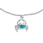Tropical Beach Sand Crab Blue Opal Charm Anklet Ankle Bracelet Sterling Silver - Image 2