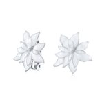 Large Statement Poinsettia Brooch Clip-On Earrings Set Red Enamel Gold Plated - Image 5