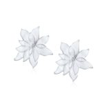 Large Statement Poinsettia Brooch Clip-On Earrings Set Red Enamel Gold Plated - Image 10