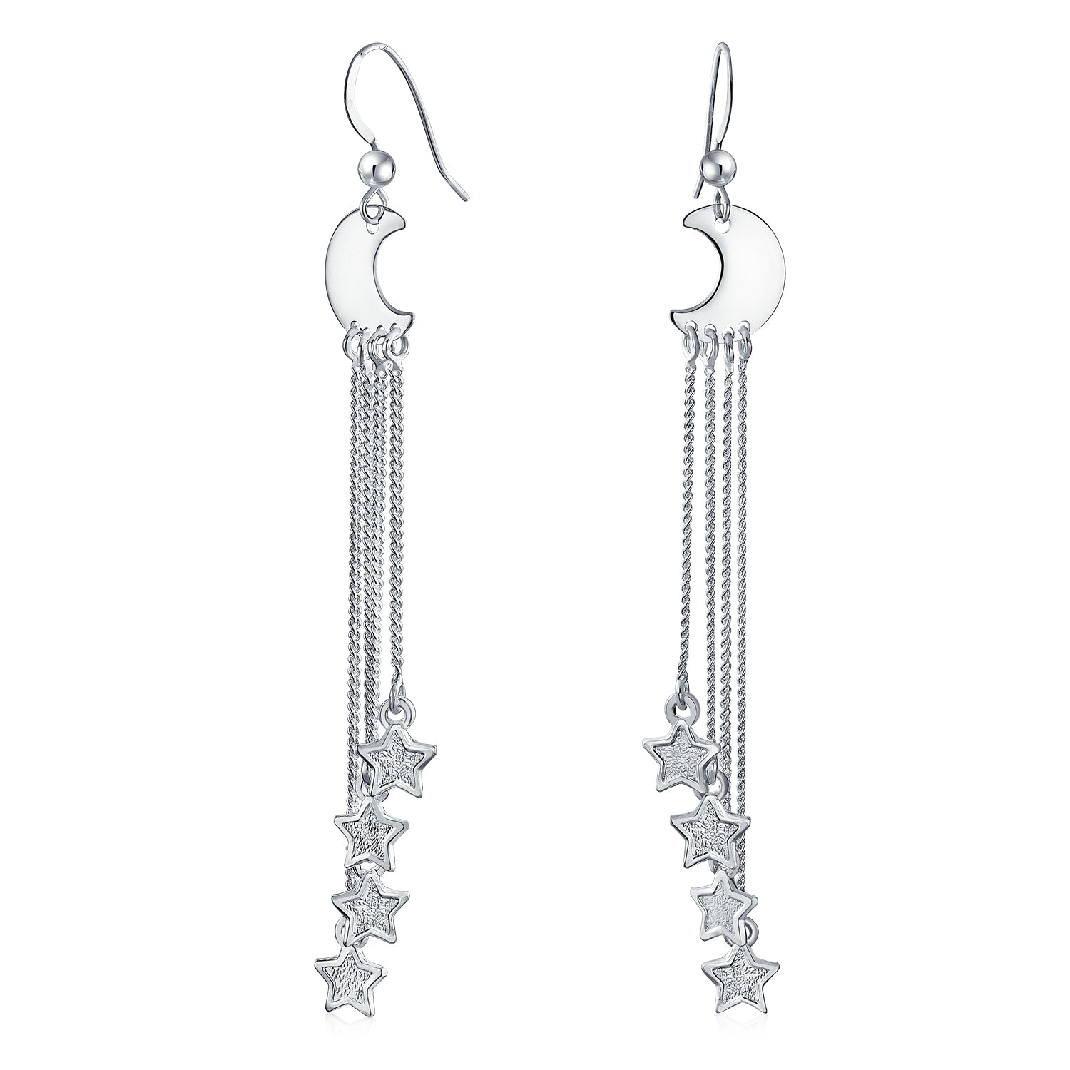 crescent-moon-stars-earrings-silver_srn-s121677e_1 Astrology Boho Crescent Moon Stars Dangle Earrings Silver - Image 1