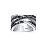Crossover Statement Ring Two Tone Brown Black Pave CZ Rose Silver Plated Band - Image 14