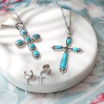 Religious Ear Lobe Cartilage Ear Cuff Dangling Cross Earrings Sterling Silver - Image 4