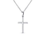 Minimalist Tube Cross Pendant Necklace Polished Silver