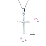Minimalist Tube Cross Pendant Necklace Polished Silver - Image 3