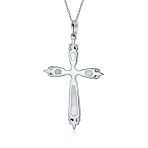 Vintage Turquoise Gemstone Cross Pendant Necklace Silver - Image 6