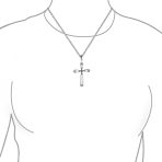 Vintage Turquoise Gemstone Cross Pendant Necklace Silver - Image 9