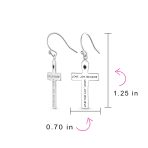 Religious Love Joy Believe Cross Dangle Earrings Silver - Image 3