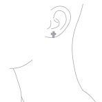 Religious Cross CZ Stud Earrings Micro Pave Cubic Zirconia Sterling Silver 11MM - Image 3