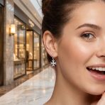 Pave CZ Dangle Chandelier Earrings Masonic Knight Templar Cross Charms Silver - Image 3