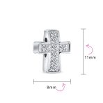 Set of 3 Simple Sparkling CZ Cross & Solid Spacer White Clear Charm Bead Silver - Image 4