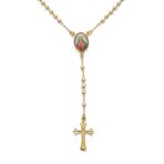 Religious Prayer Rosario Beads Scared Heart of Jesus Cross Rosary Beads Necklace 18K Gold Plated
