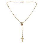 Religious Prayer Rosario Beads Scared Heart of Jesus Cross Rosary Beads Necklace 18K Gold Plated - Image 2