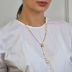 Religious Prayer Rosario Beads Scared Heart of Jesus Cross Rosary Beads Necklace 18K Gold Plated - Image 3