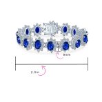 Crown Halo Oval CZ Tennis Statement Bracelet in Rhodium-Plated Brass - Image 8