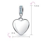 Initial Monogram Crystal Heart Dangle Charm Bead Sterling Silver Birthstone - Image 16