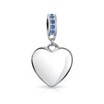 A-Z Monogram Blue Crystal Initial Dangle Heart Charm Bead - Image 49