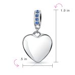 A-Z Monogram Blue Crystal Initial Dangle Heart Charm Bead - Image 85