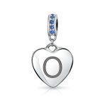 A-Z Monogram Blue Crystal Initial Dangle Heart Charm Bead - Image 15