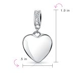 Initial Monogram Crystal Heart Dangle Charm Bead Sterling Silver Birthstone - Image 15