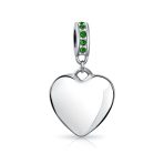 A-Z Monogram Green Crystal Initial Heart Dangle Bead Charm - Image 41