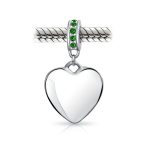 A-Z Monogram Green Crystal Initial Heart Dangle Bead Charm - Image 58