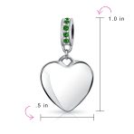 A-Z Monogram Green Crystal Initial Heart Dangle Bead Charm - Image 92
