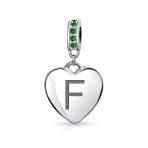 A-Z Monogram Green Crystal Initial Heart Dangle Bead Charm - Image 5