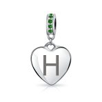 A-Z Monogram Green Crystal Initial Heart Dangle Bead Charm - Image 7