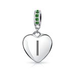 A-Z Monogram Green Crystal Initial Heart Dangle Bead Charm - Image 8
