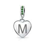 A-Z Monogram Green Crystal Initial Heart Dangle Bead Charm - Image 12