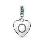 A-Z Monogram Green Crystal Initial Heart Dangle Bead Charm - Image 14