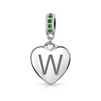A-Z Monogram Green Crystal Initial Heart Dangle Bead Charm - Image 21