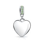 Initial Alphabet Bead Charm Light Green Crystal Heart Sterling Silver Bracelet - Image 27