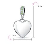Initial Alphabet Bead Charm Light Green Crystal Heart Sterling Silver Bracelet - Image 94