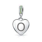Initial Alphabet Bead Charm Light Green Crystal Heart Sterling Silver Bracelet - Image 15
