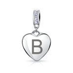 Initial Alphabet Bead Charm Light Purple Heart Crystal Sterling Silver Bracelet - Image 2