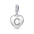 Initial Alphabet Bead Charm Light Purple Heart Crystal Sterling Silver Bracelet - Image 3