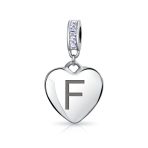 Initial Alphabet Bead Charm Light Purple Heart Crystal Sterling Silver Bracelet - Image 6