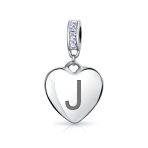 Initial Alphabet Bead Charm Light Purple Heart Crystal Sterling Silver Bracelet - Image 10