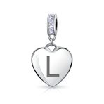 Initial Alphabet Bead Charm Light Purple Heart Crystal Sterling Silver Bracelet - Image 12