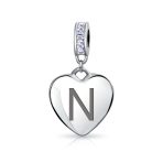Initial Alphabet Bead Charm Light Purple Heart Crystal Sterling Silver Bracelet - Image 14