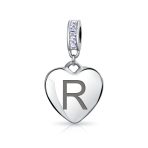 Initial Alphabet Bead Charm Light Purple Heart Crystal Sterling Silver Bracelet - Image 18